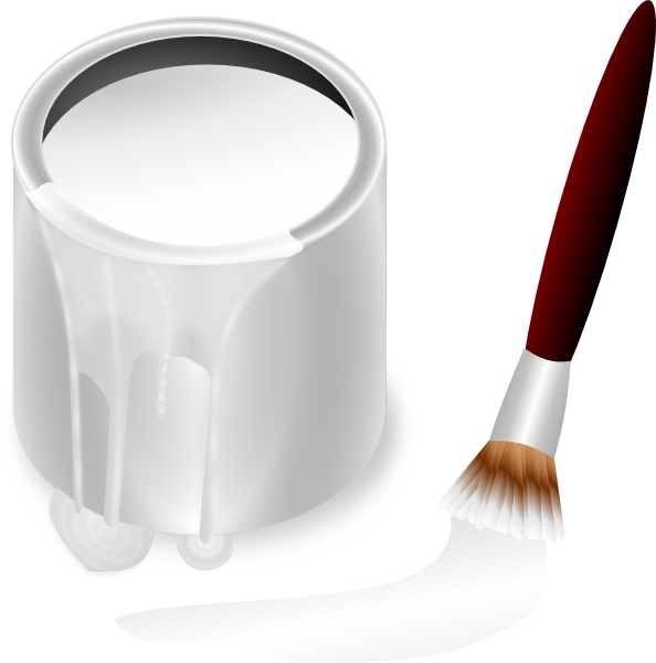 White Paint Bucket And Paint Brush PNG, SVG Clip art for Web - Download