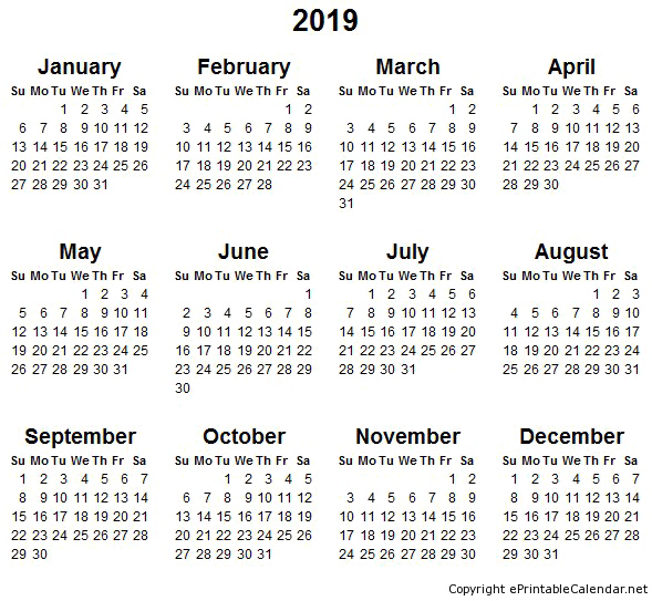 2019 Calendar PNG Free Download SVG Clip arts