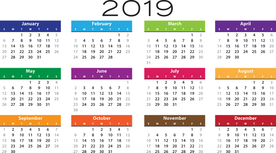 2019 Calendar Transparent PNG SVG Clip arts