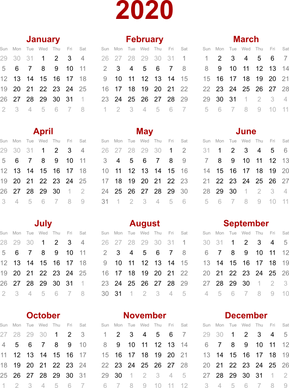 2020 Calendar PNG Free Download PNG, SVG Clip art for Web