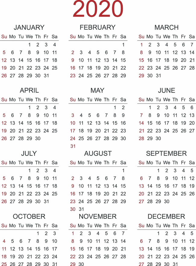 2020 Calendar PNG Photos SVG Clip arts
