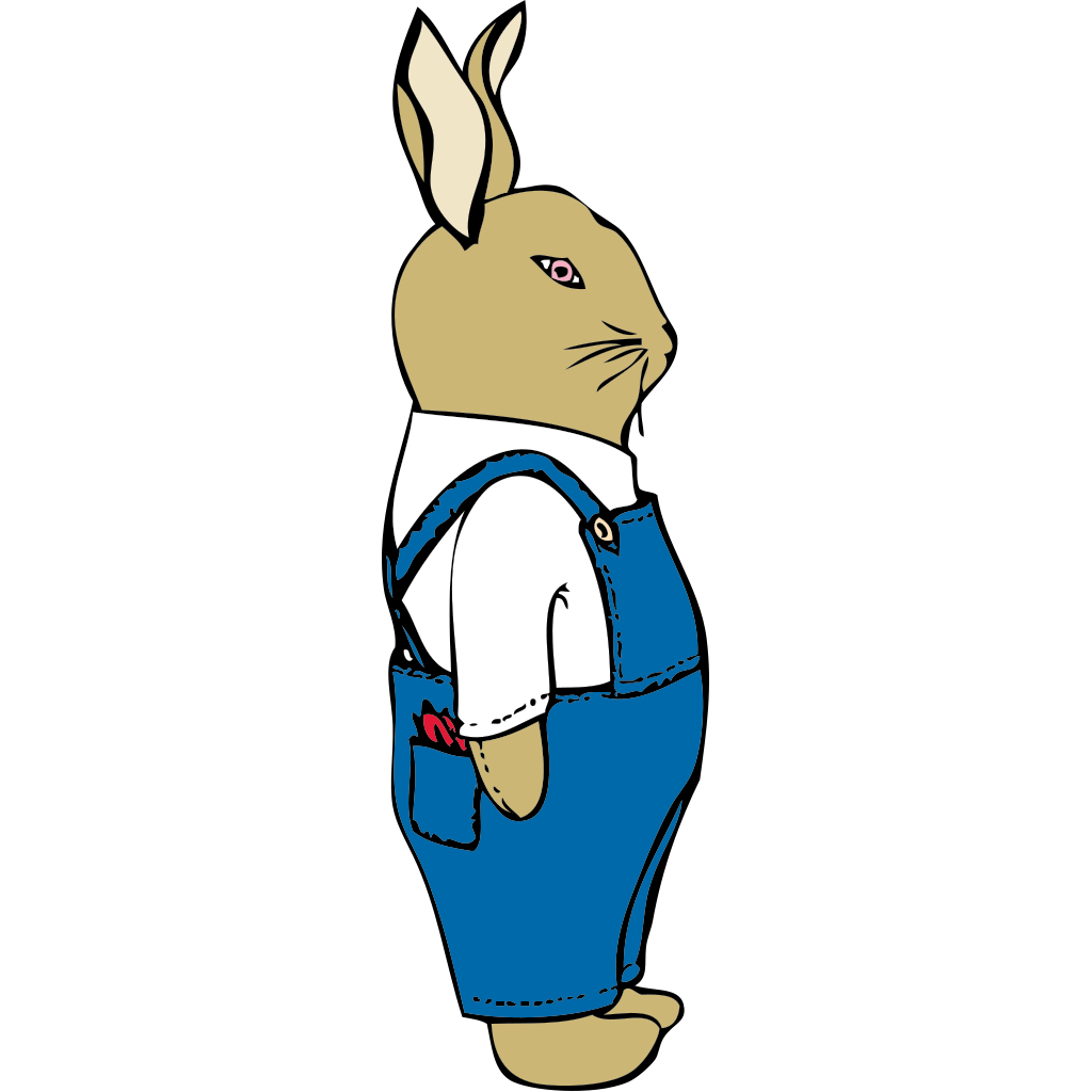 Bunny In Overalls Front View SVG Clip arts