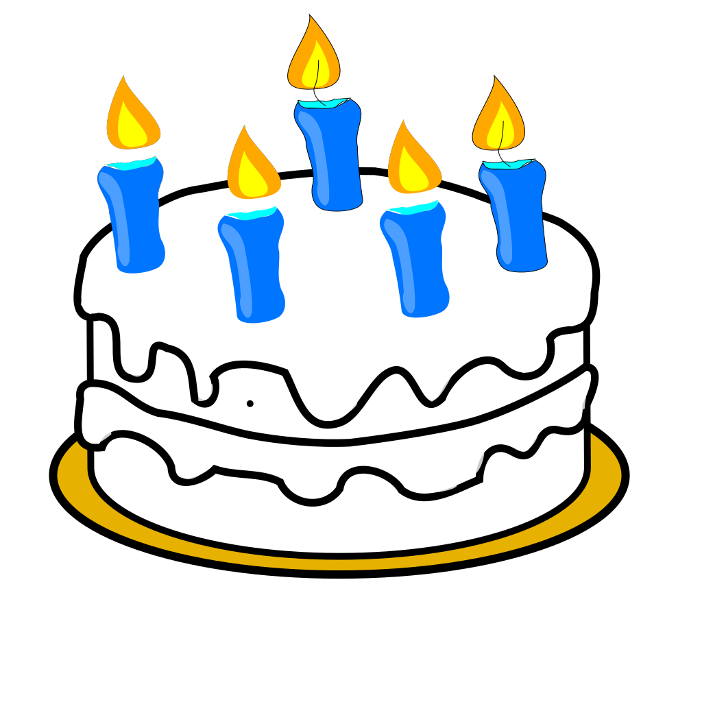 Download Birthday Cake With Blue Lit Candles PNG, SVG Clip art for ...