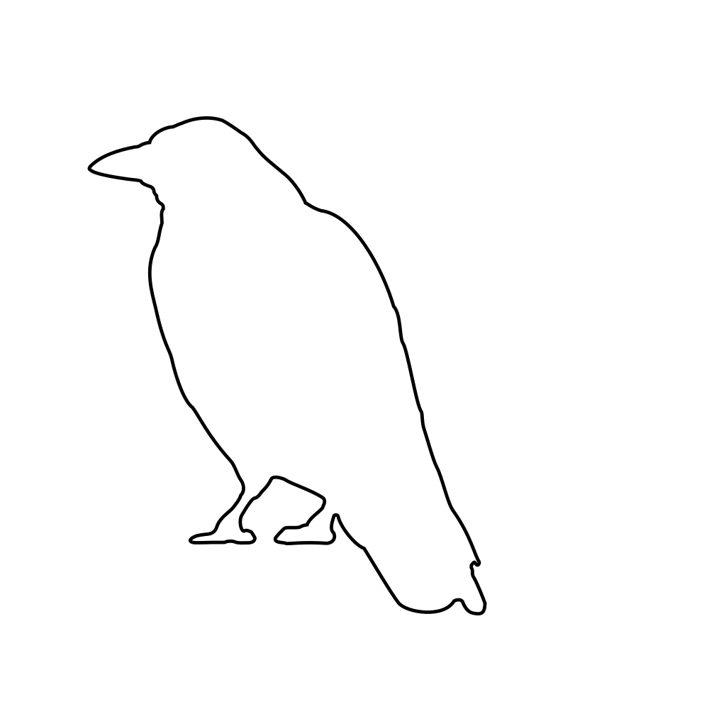 Crow pattern. Use the printable outline for crafts, creating stencils, scrapbook