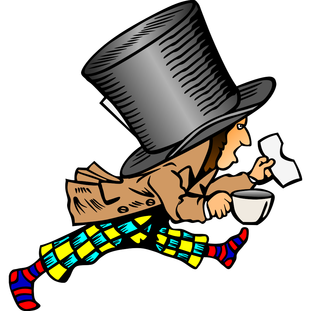 Running Mad Hatter In Color PNG Clip arts.