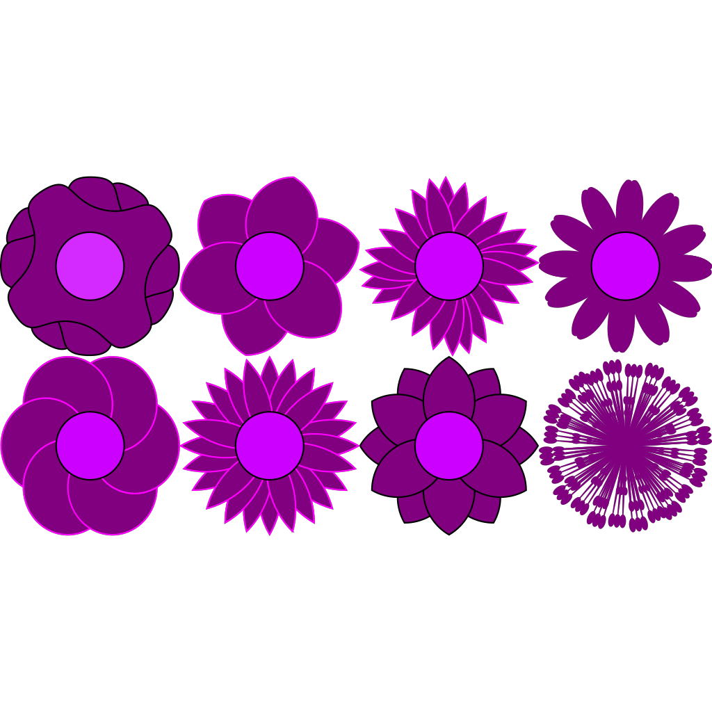 Set Of 15 Colorful Flower Shapes PNG, SVG Clip art for Web Download