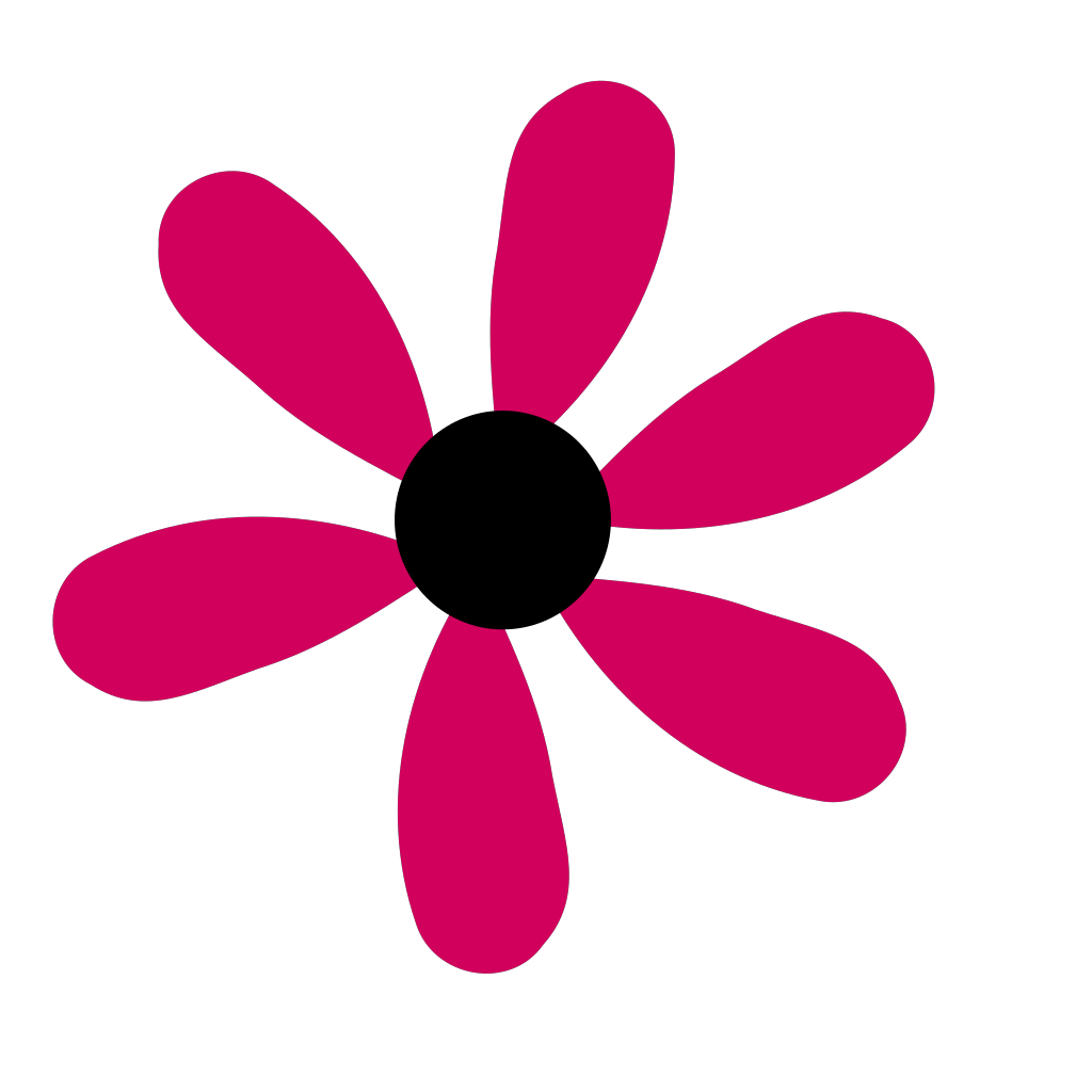 Pink Flower 6 Petals SVG vector. 
