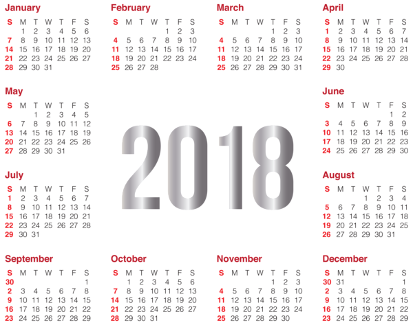 Calendar 2018 PNG Clipart SVG Clip arts