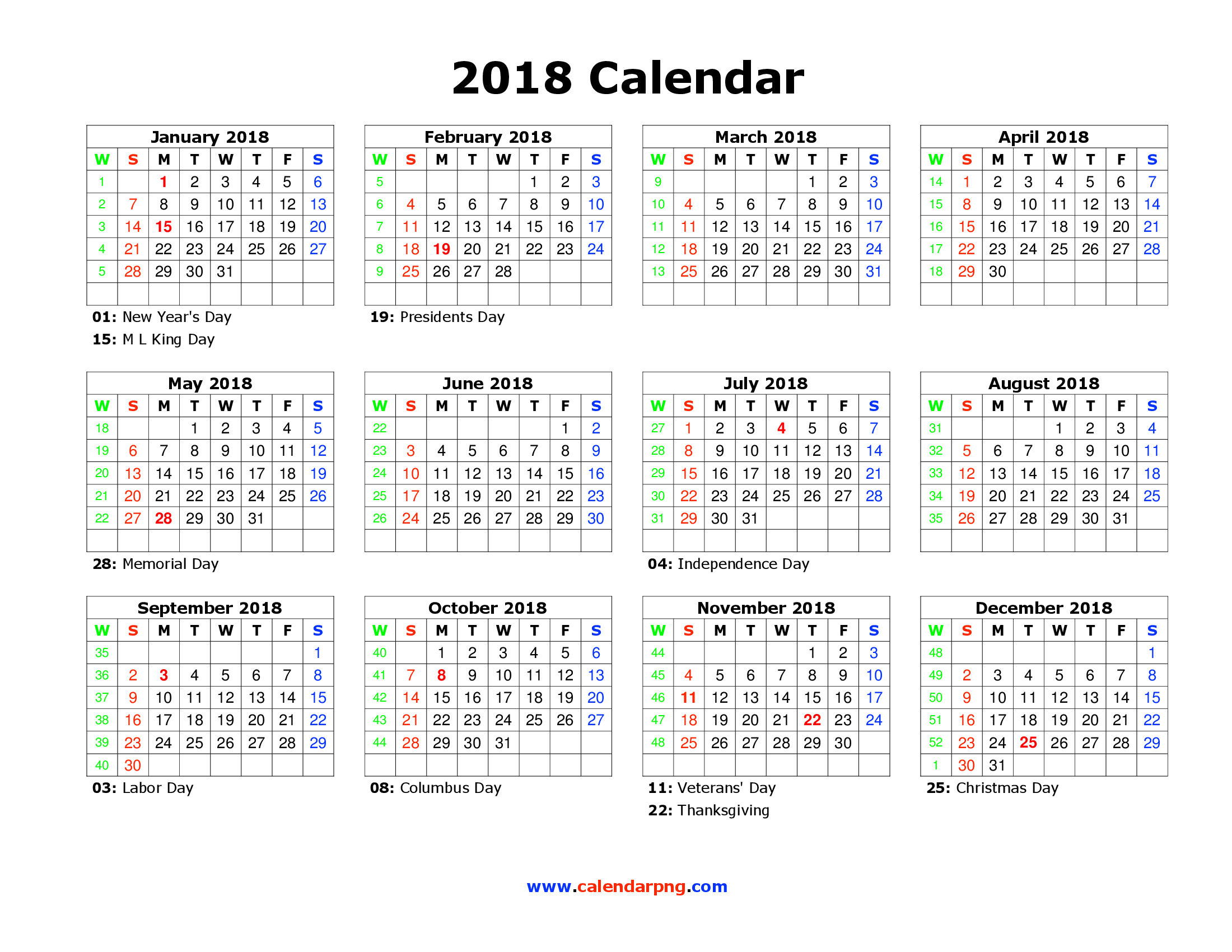 Calendar 2018 PNG File SVG Clip arts