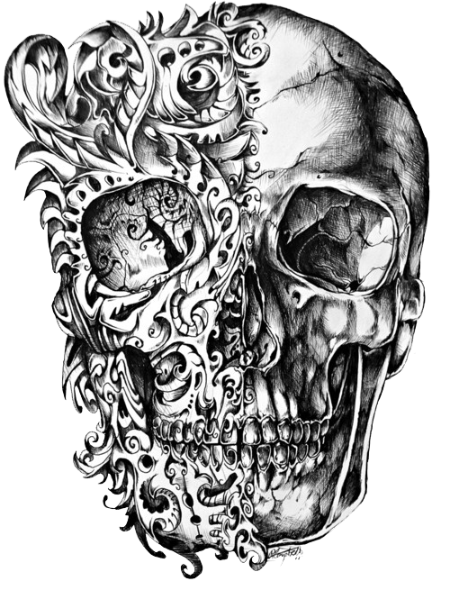 Cool Skull Tattoo Design Drawing PNG SVG Clip arts
