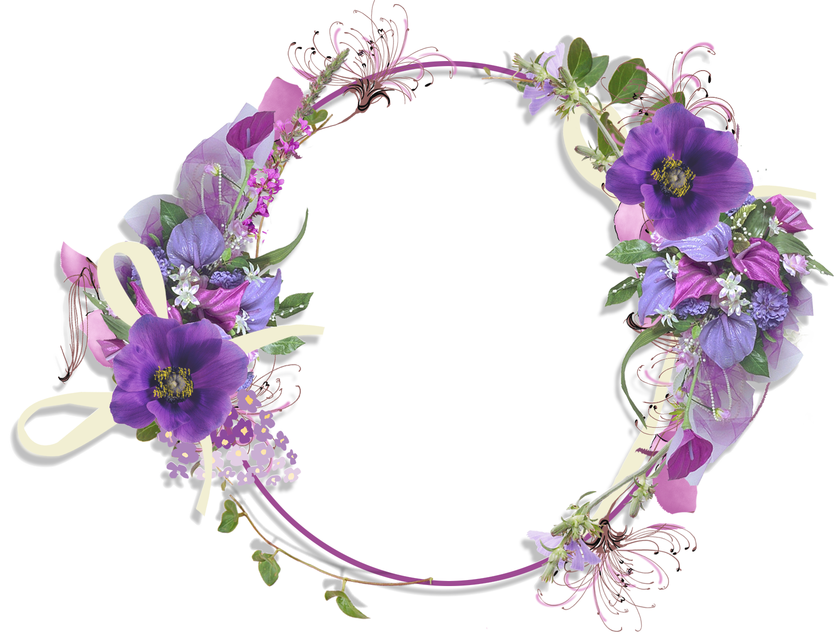 Floral Round Frame PNG Pic SVG Clip arts