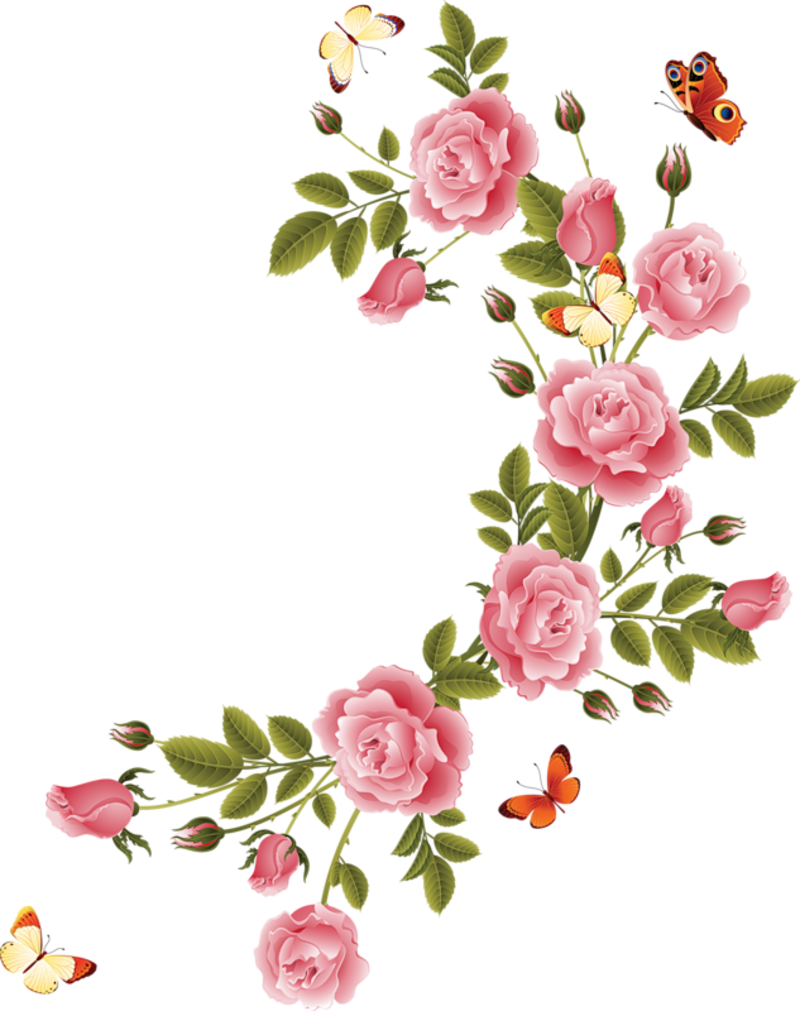 Romantic Pink Flower Border PNG File PNG, SVG Clip art for Web