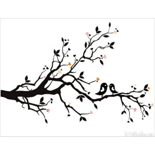 Birds On Branch - Pretty Peach PNG images