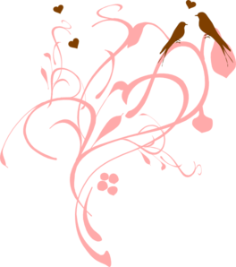 Birds On A Branch Pink And Brown PNG Clip art