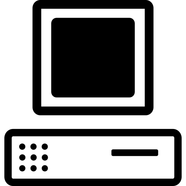 B W Cartoon Computer Base Monitor PNG Clip art
