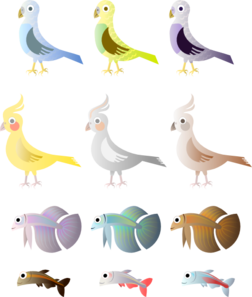 Stylized Bird And Fish PNG Clip art