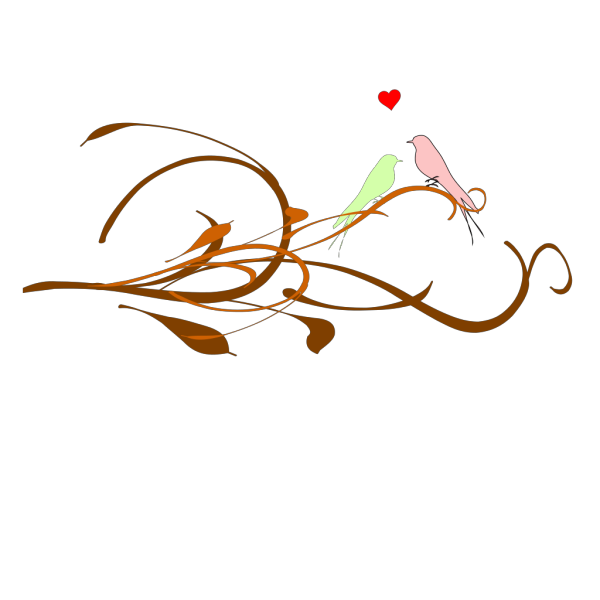 Love Birds On A Branch PNG Clip art