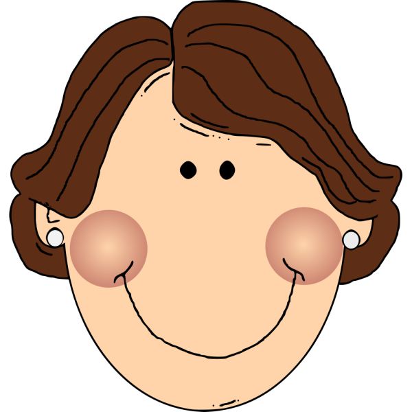 Smiling Brown Hair Lady With Earrings PNG Clip art