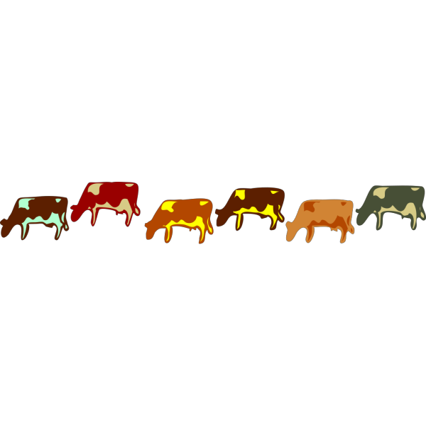 Multicolored Cows PNG Clip art