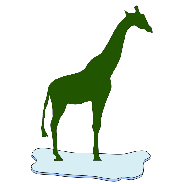Green Giraffe Silhouette On Ice PNG Clip art