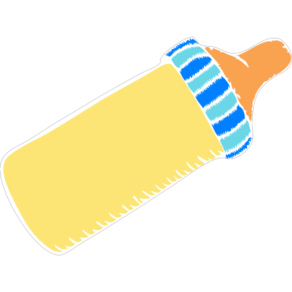 Baby Bottle Blue Yellow PNG Clip art