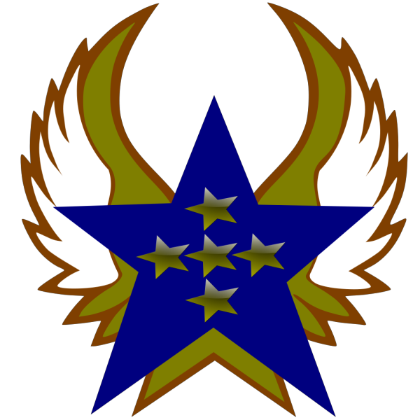Blue Star With 5 Gold Star And Wings PNG Clip art