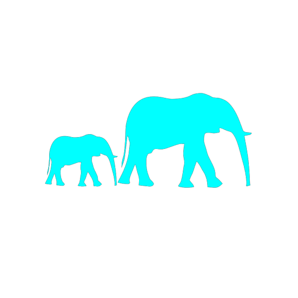 Mom And Baby Elephant Blue PNG Clip art