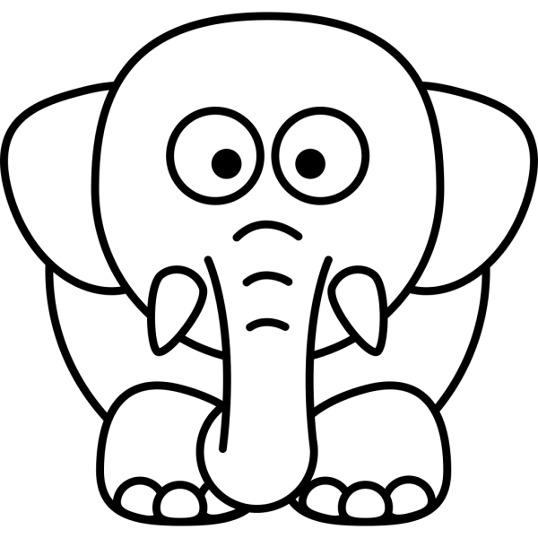 Cartoon Elephant Bw PNG Clip art