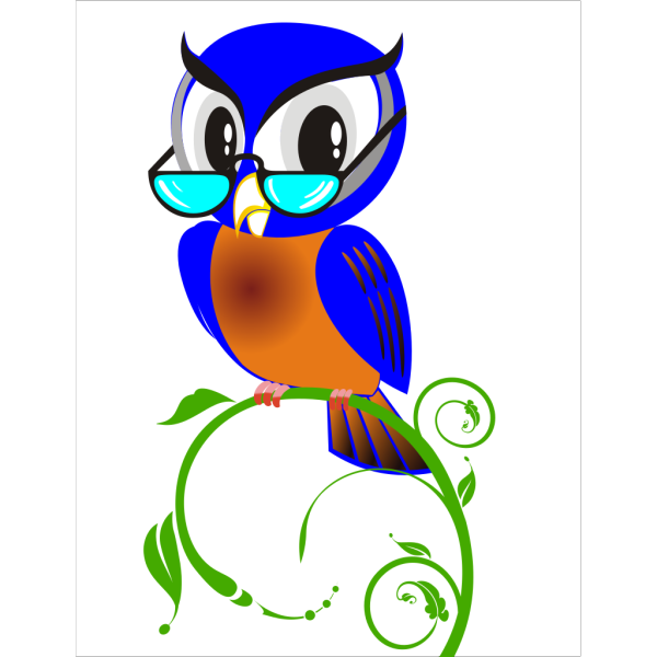 Blue Glasses Owl PNG Clip art