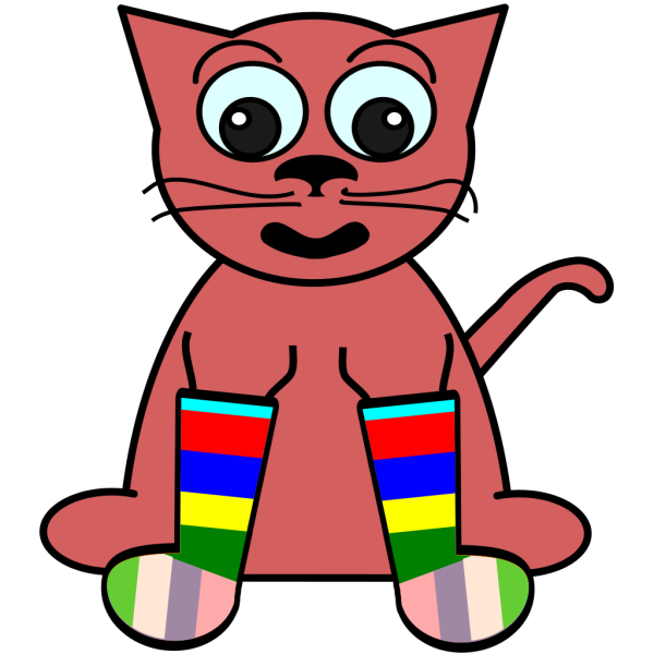 Cartoon Cat In Rainbow Socks PNG Clip art