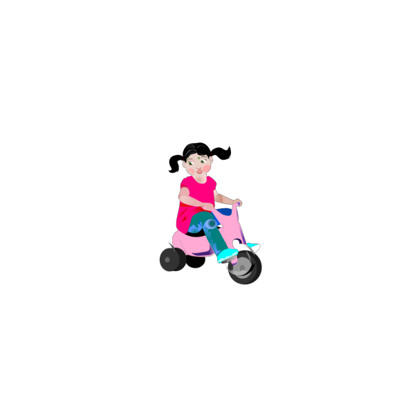 Girl Riding A Pink Tricycle PNG Clip art
