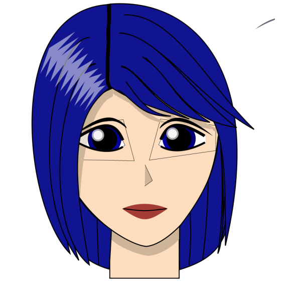 Blue Hair Girl  Head Face PNG Clip art