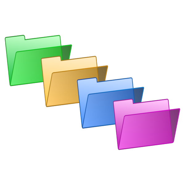 Green Yellow Blue Violet Folders PNG Clip art