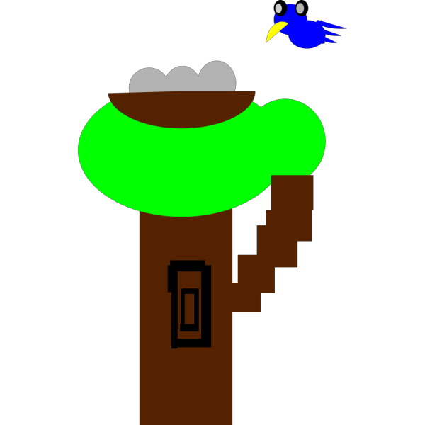Cartoon Tree Flying Bird PNG Clip art