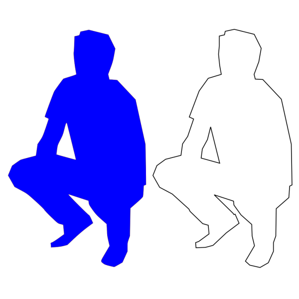 Blue Man Silohouette Squatting PNG Clip art