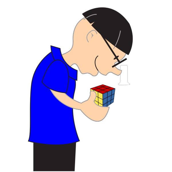Man Holding Rubric Cube Toy PNG Clip art