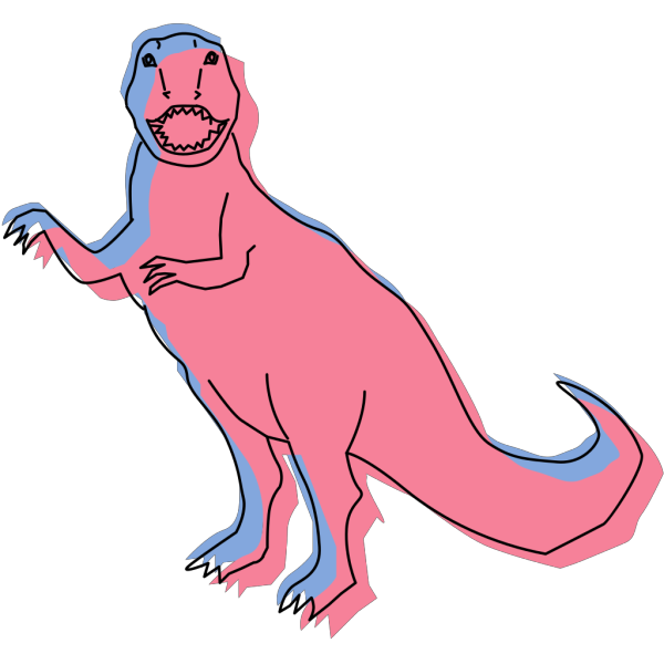 Blue And Pink Dinosaur Outline Art PNG Clip art