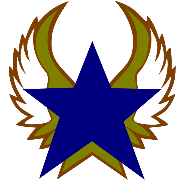 Blue Star With Gold Wings PNG Clip art