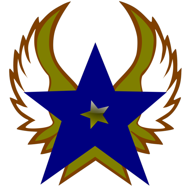 Blue Star With 1 Gold Star And Wings PNG Clip art
