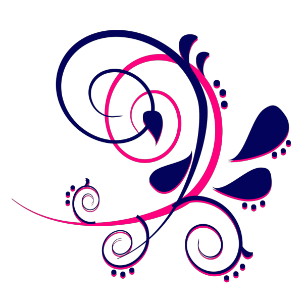 Paisley Curves Blue, Pink PNG Clip art