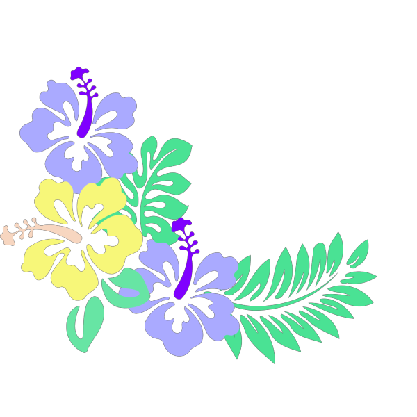 Hibiscus-blue-three-together PNG Clip art