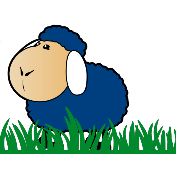 Blue Sheep With Grass PNG Clip art