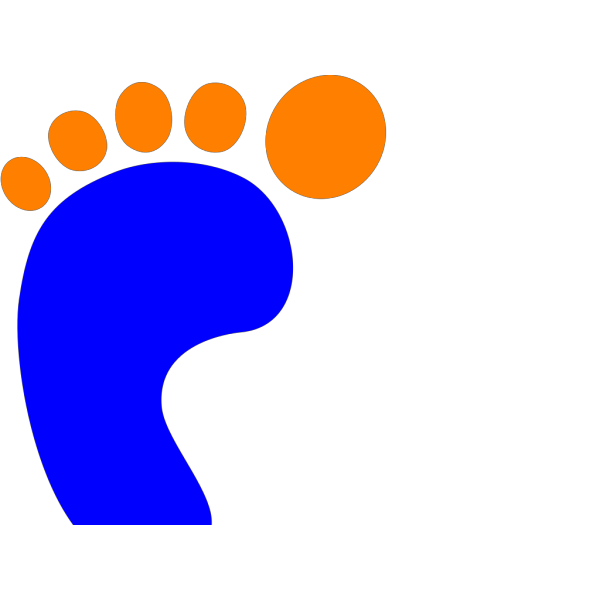 Blue Footprint With Orange Toes PNG Clip art
