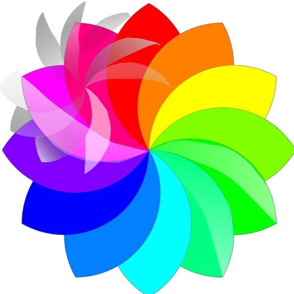 Shaded Rainbow Flower  PNG Clip art