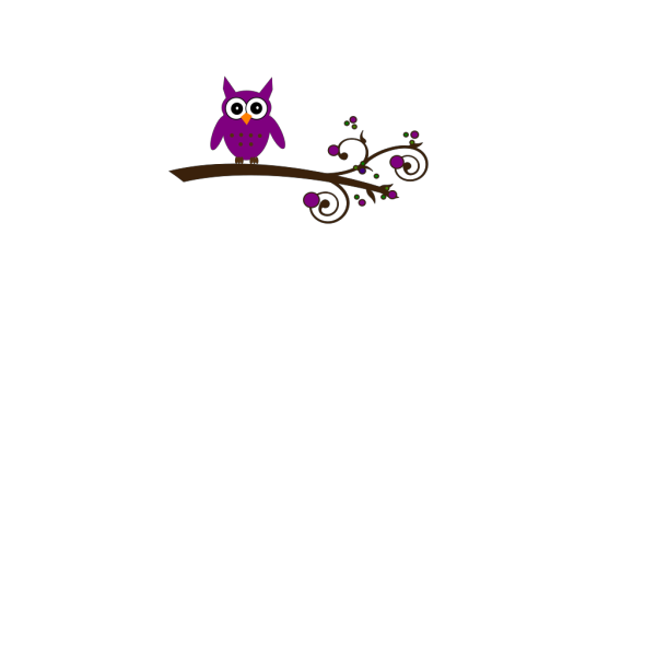 Purple Owl On Branch PNG Clip art