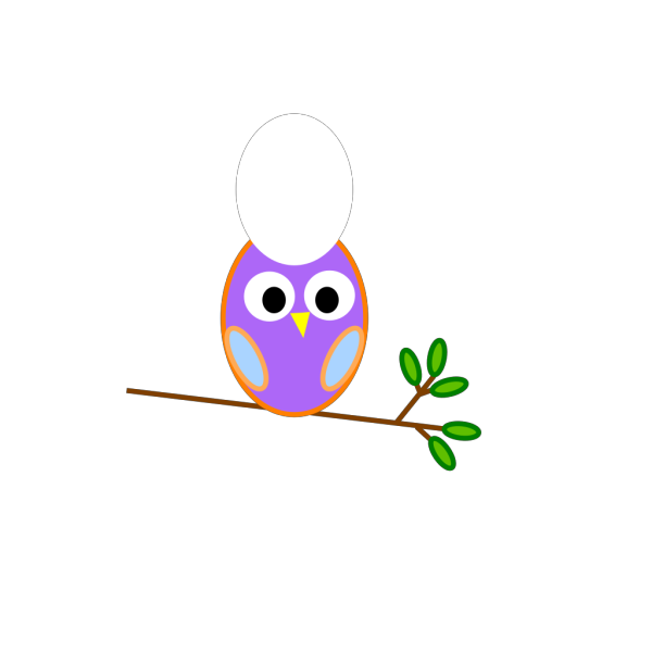 Purple Owl On Branch PNG Clip art