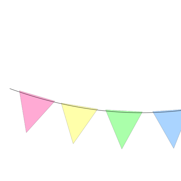 Pink Yellow Green Baby Blue Bunting PNG Clip art