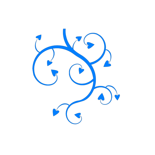 Blue Hearts Swirls Leaves PNG images
