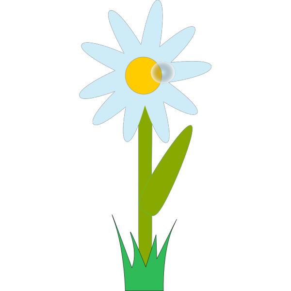 Blue Daisy With Grass PNG Clip art