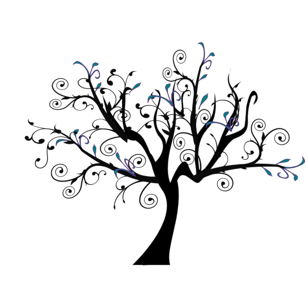 Blue Branch Vine Swirl PNG Clip art